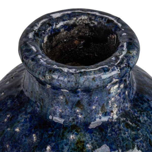 Navy Terracotta Vases with Crackle Glaze (Set of 3 Sizes)